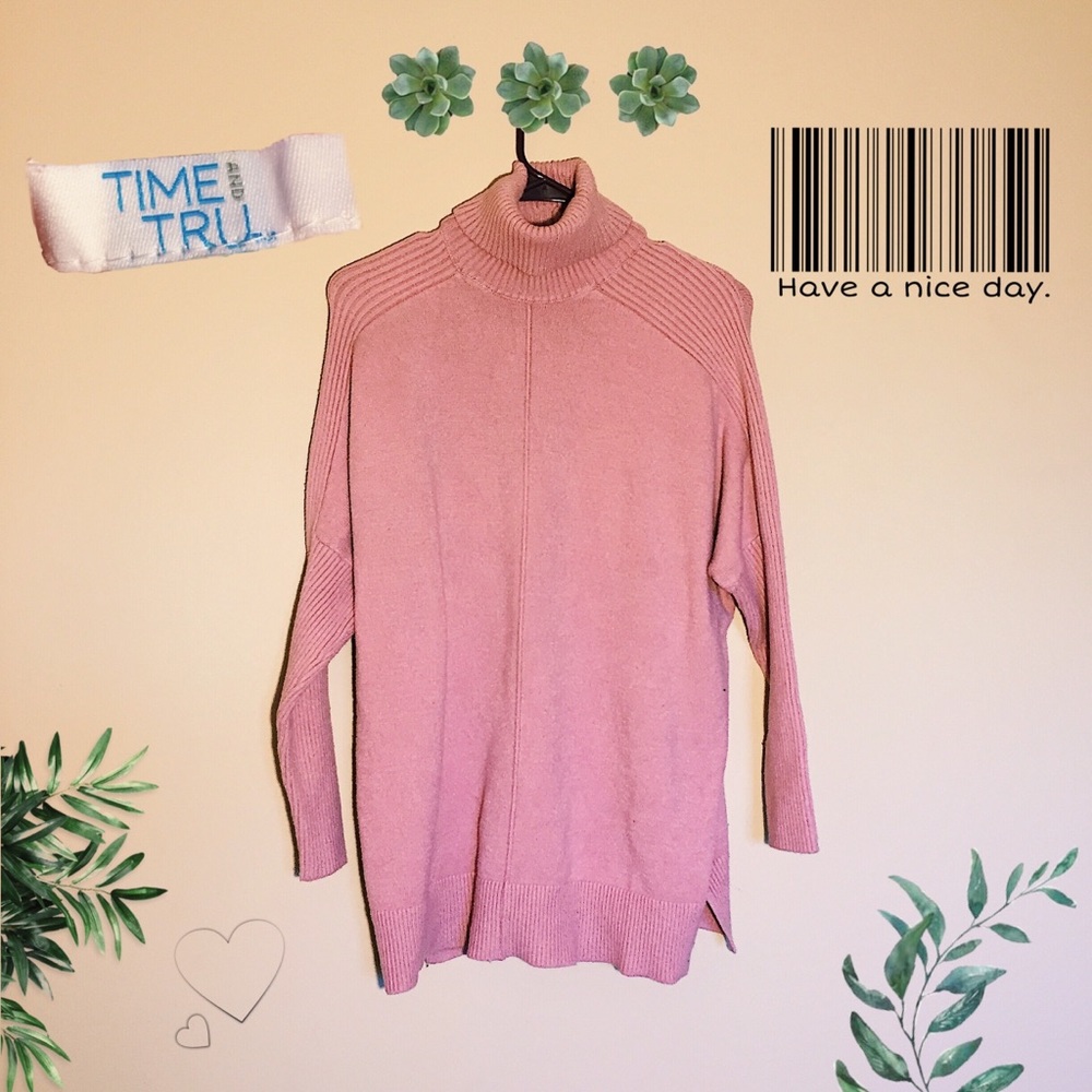 ❤️ TIME AND TRU Blush Pink Turtleneck Sweater